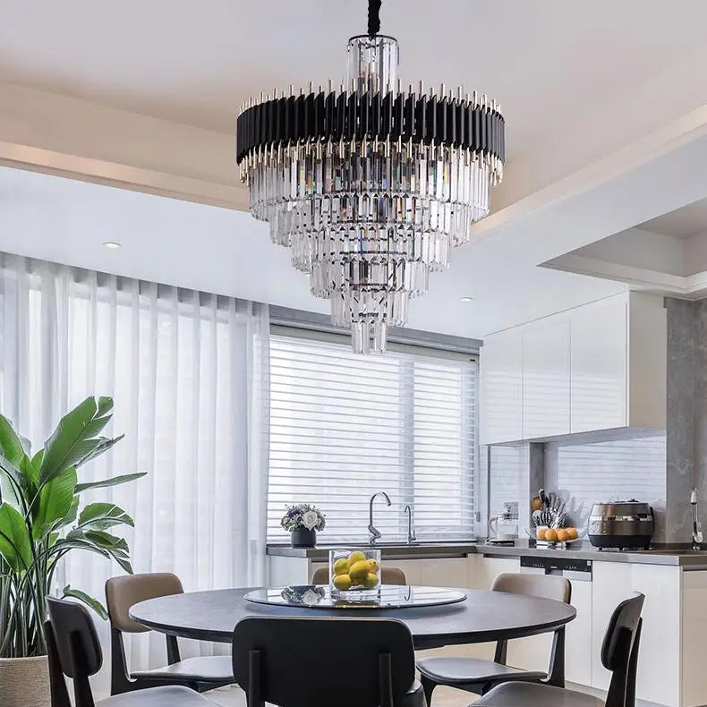New Peri Modern Crystal Chandelier with K9 Crystal and High-Quality Metal Frame, Featuring E14 LED Bulbs for Energy-Efficient Lighting in Luxury Interior Design
