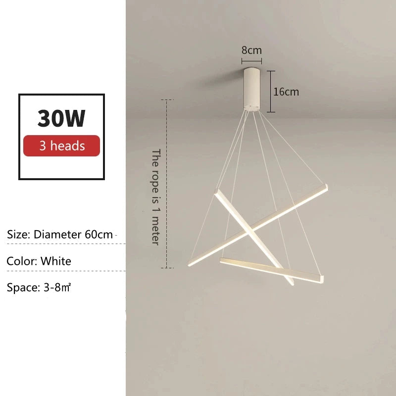 Tronix Modern Nordic LED Chandelier – sleek hanging light with iron, aluminum, and silicone body, energy-efficient LED chip, perfect for staircases, living rooms, dining areas, bedrooms, lobbies, and restaurants.