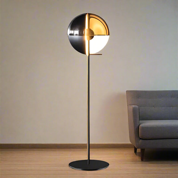 Solis postmodern LED floor lamp with Nordic design, crafted from iron and glass. Warm 3000K illumination, energy-efficient LED chip, perfect for modern bedrooms, living rooms, and home décor.