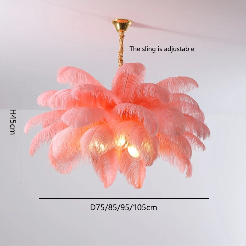 Eirlys Nordic Creative Feather Chandelier with Iron and Feather Accents, G9 LED Bulbs, Ideal for Living Room, Dining Room, and Bedroom Home Decor.