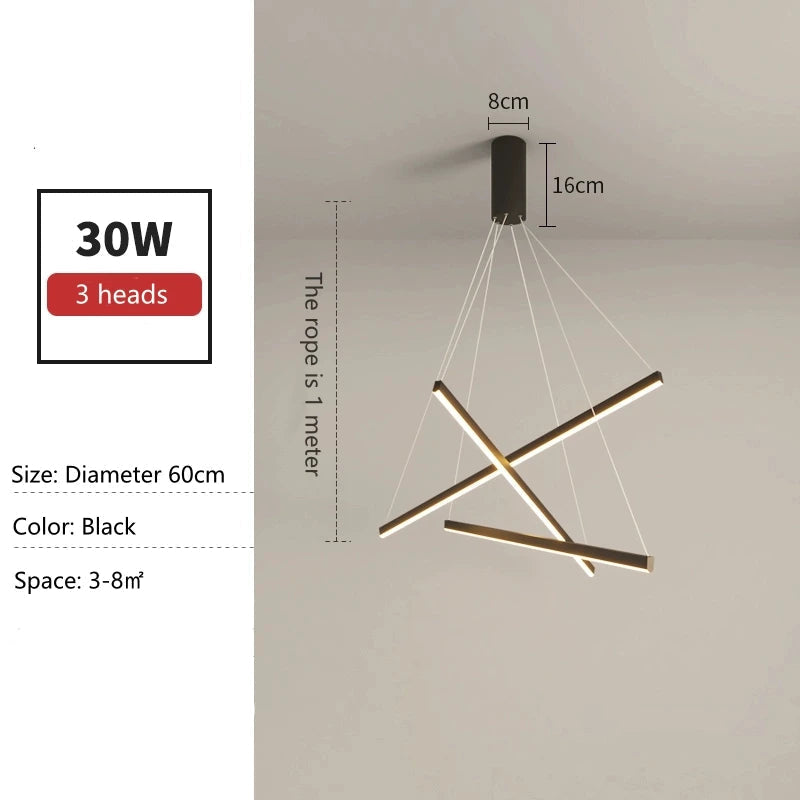 Tronix Modern Nordic LED Chandelier – sleek hanging light with iron, aluminum, and silicone body, energy-efficient LED chip, perfect for staircases, living rooms, dining areas, bedrooms, lobbies, and restaurants.