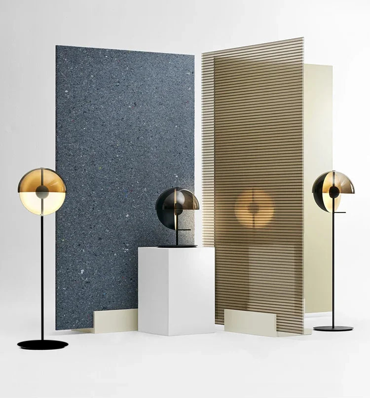 Solis postmodern LED floor lamp with Nordic design, crafted from iron and glass. Warm 3000K illumination, energy-efficient LED chip, perfect for modern bedrooms, living rooms, and home décor.